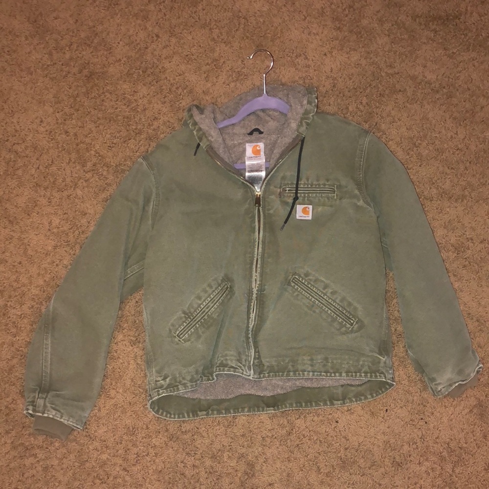 Carhartt Canvas Hooded Duck Jacket Full Zip Chore Work Womens